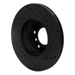 BMW 528i Brake Rotor (1) - Front Left - R1 Concepts - Drilled & Slotted - Black - `96-`03
